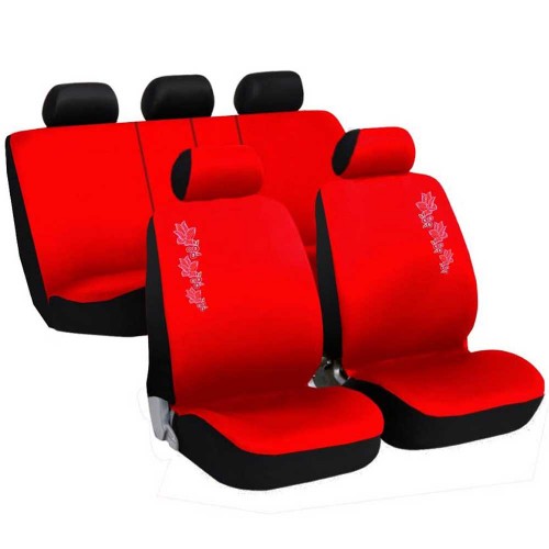 Coprisedili Con Fiore Ricamato - Rosso Coprisedili Con Fiore Ricamato - Rosso